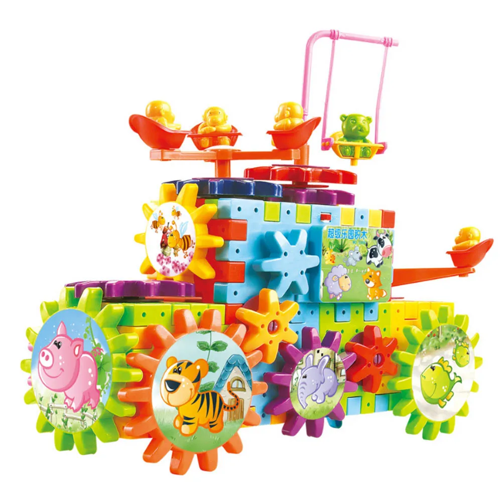 

81pcs /Set Electric Magic Gears Building Blocks 3D DIY Plastic Funny Educational Mosaic Toys For Children Kids toys hobbies