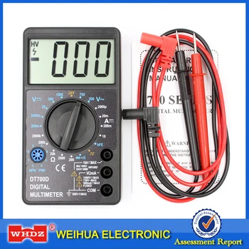 

WHDZ DT-700D Mini Large Screen Digital Multimeter Buzzer Overload protection Square Wave Output Voltage Ampere Ohm Tester Probe