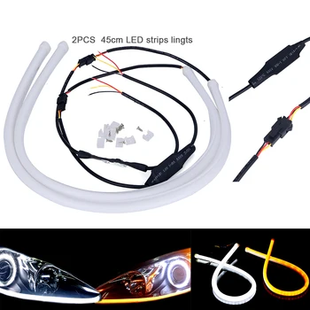 

Flexible LED Tube Angel Eye DRL Daytime Running Light For Audi-Style Dual Color White Amber Blue Red Strip