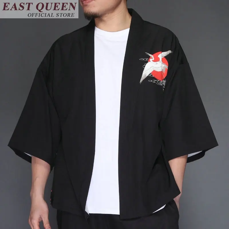 Japanese kimono yukata kimino haori cardigan men kimino robe for men black print japanese tops Haori Japan clothing FF376 A
