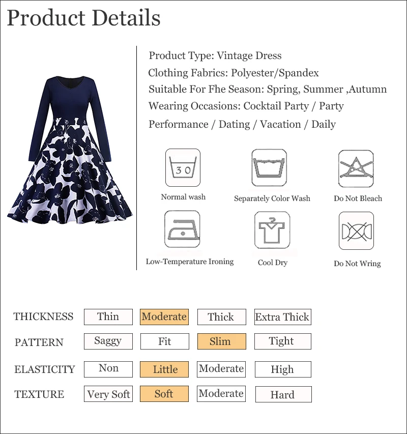 Kostlich 2017 Floral Print Autumn Winter Dress Women V-Neck Long Sleeve Hepburn 50s Vintage Dress Swing Elegant Party Dresses (15)