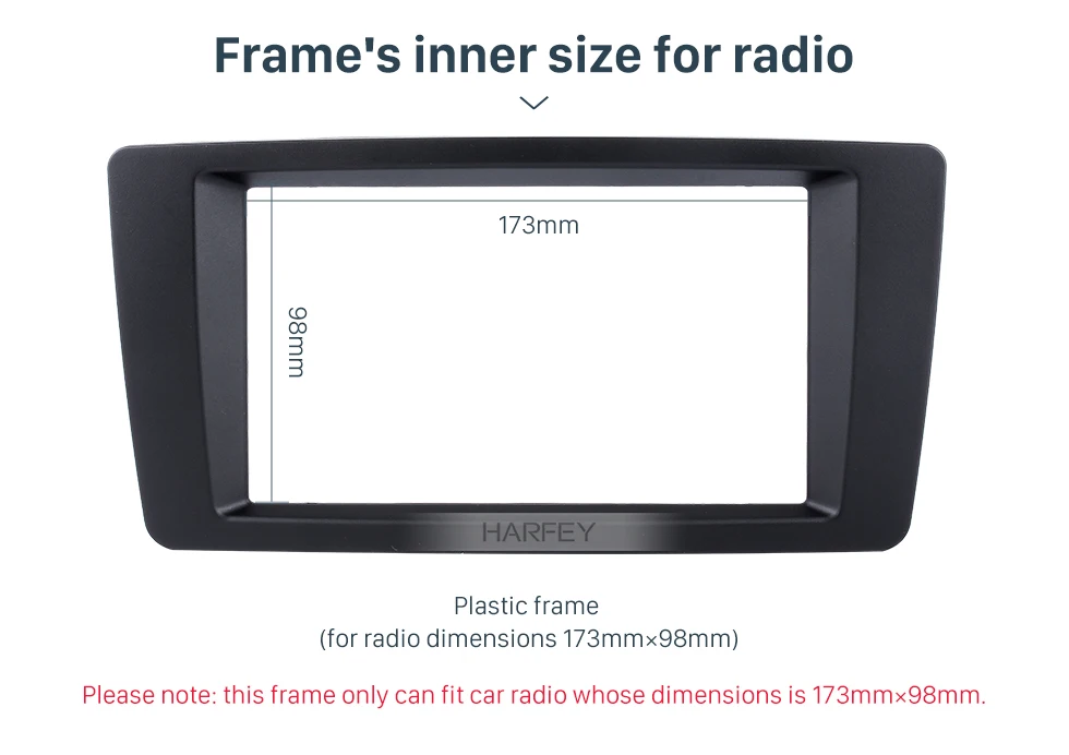 Harfey черный 2Din 173*98 мм автомобильный Радио фасции рамка приборной панели комплект для 2007 Skoda Octavia Laura Yeti установочный комплект