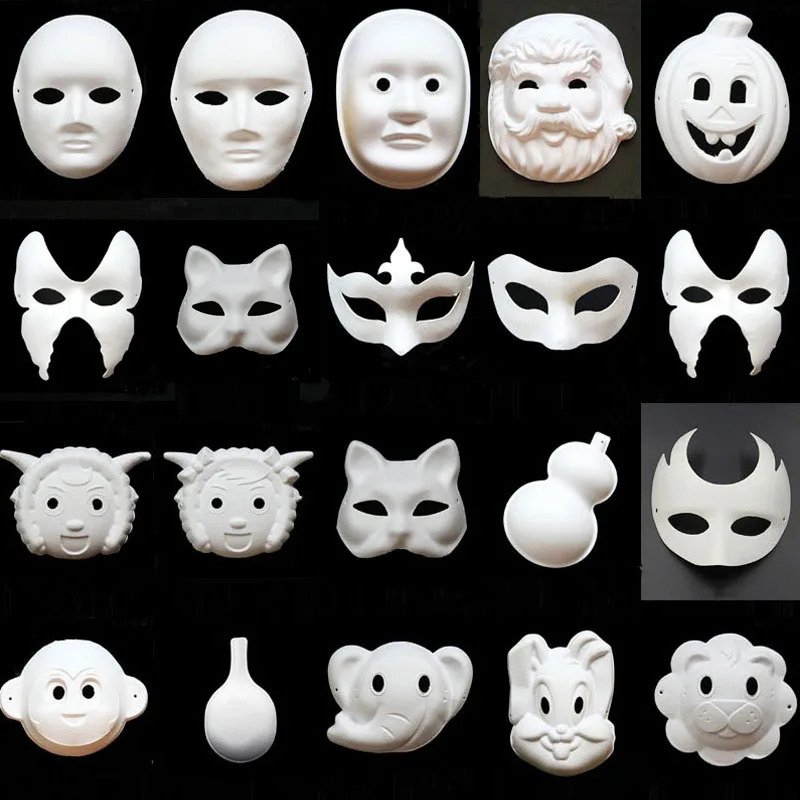 Diy White Mascara DIY de Papel Branco Sem Pintura Animal Herói Máscara Veneziana para