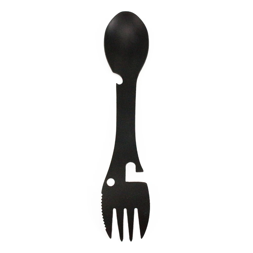 spoon fork 1 шт. портативная многофункциональная посуда для кемпинга Ложка Вилка открывалка для бутылок пилообразный резак гаджеты винный брелок пиво открывалки - Цвет: spoon fork