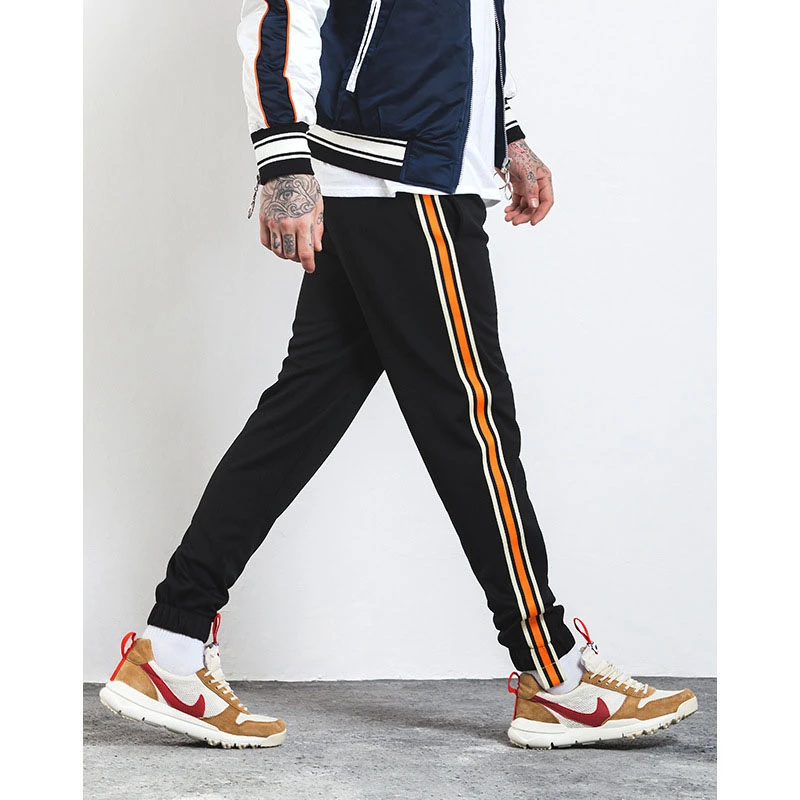 mens joggers side stripe