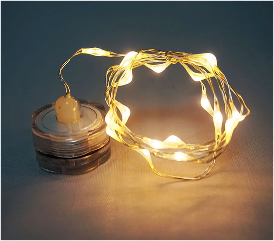 Волшебная светлая гирлянда батарея Серебряный Провод Мини теплый белый водонепроницаемый Рождественское украшение лампы свадебные