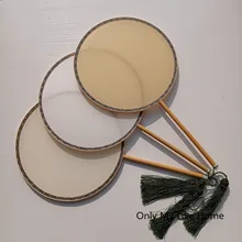 Винтажный Круглый DIY белый веер без узора тутового шелка китайские ручные вееры традиционное ремесло бамбуковая Ручка Вентилятор ручная вышивка
