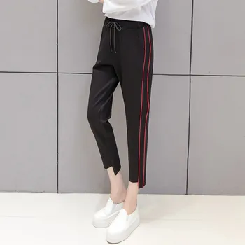 

Elastic Waist Side Stripes Haren Pants Little Feet Trousers Women Casual Fashion Harajuku Drawsting Pantalon Femme Sweatpants