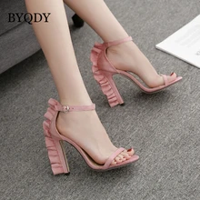BYQDY Summer Women Sandals High Thin Heels Office Ladies Pumps Woman Shoes Solid Pink Gladiator Shoes For Pole Dance Size 35-40 цена BYQDY Summer Women Sandals High Thin Heels Office Ladies Pumps Woman Shoes Solid Pink Gladiator Shoes For Pole Dance Size 35-40 цены онлайн