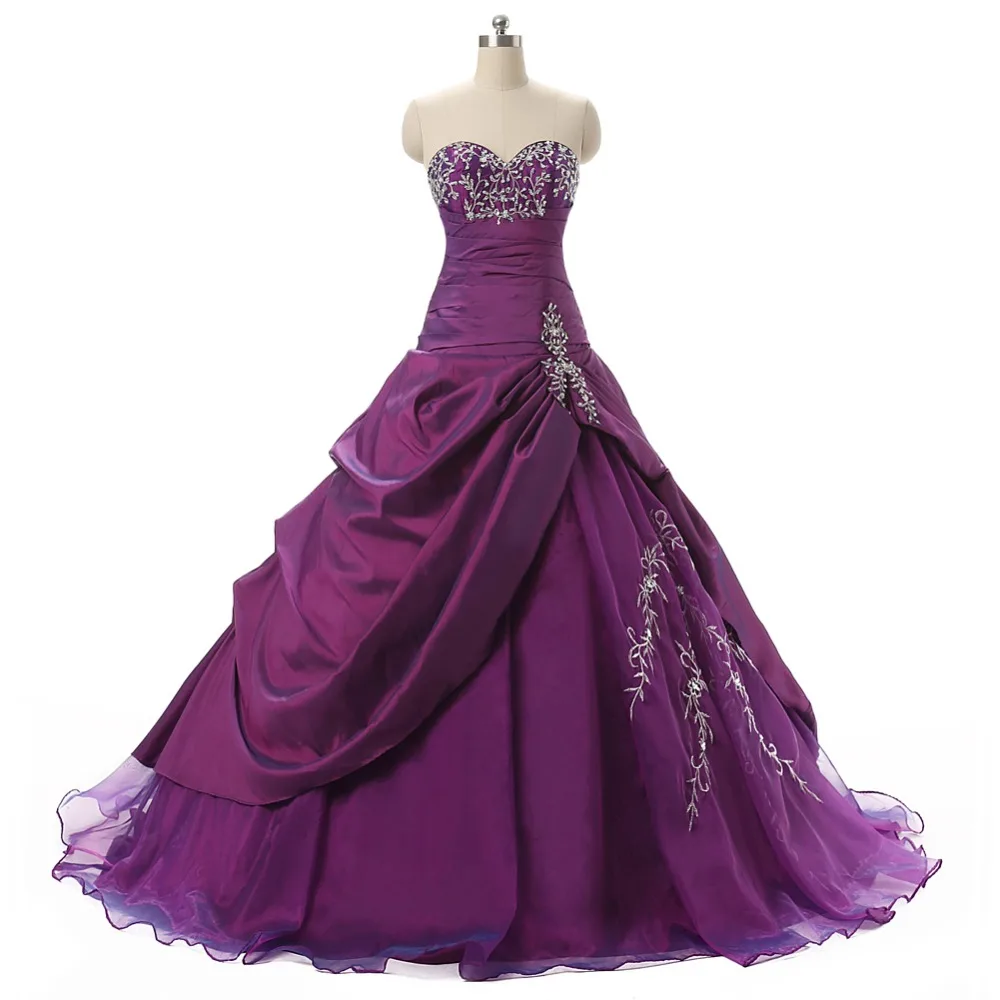 Ruthshen фиолетовые дешевые платья для Quinceanera 2019 с вышивкой из бисера оборками