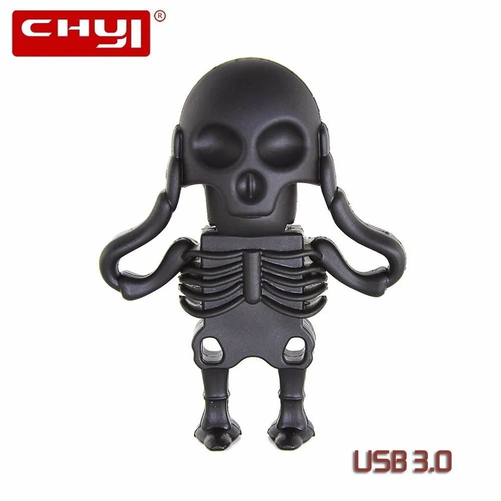 Chyi творческий черный череп флешки 8 ГБ мультфильм USB 3.0 Flash Drive 16 ГБ 64 ГБ Memory Stick личности 32 ГБ ручка драйвер для подарка