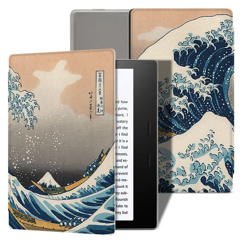 Цветной легкий Чехол BOZHUORUI для Kindle Oasis-(9th Gen, Release) премиум-класса из искусственной кожи с магнитной защитой - Цвет: Surfing
