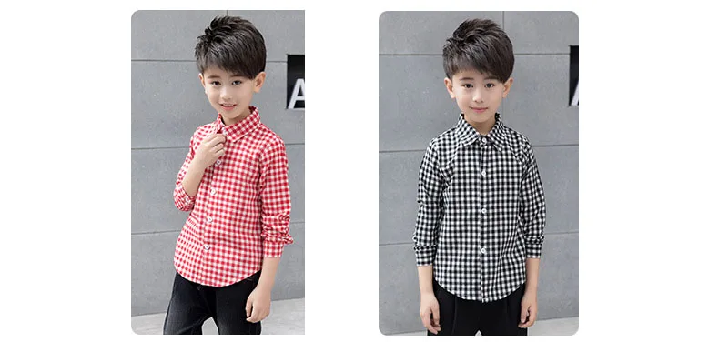 summer 2018 children's clothes boys plaid shirts long sleeve tops for teenage boy cotton shirts kids causal school tops clothing (19)