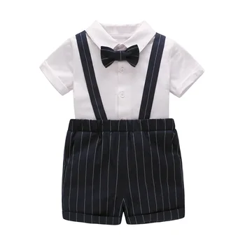 

Baby Girls Clothes Sets Summer T-shirt+Bib pants 2-piece Gentleman kids Children's Clothing Suit