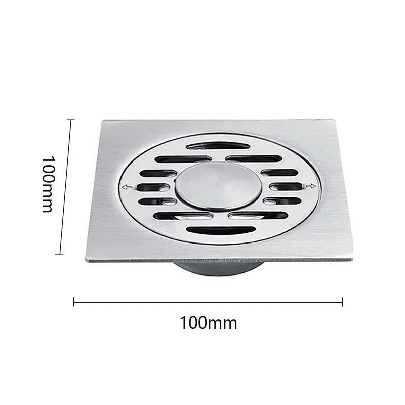4 дюйма квадратный душ Трап со съемной крышкой матовый нержавеющая сталь