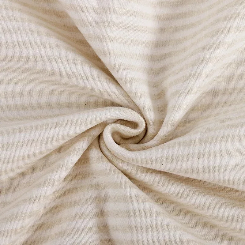 Органическая трикотажная ткань натуральный хлопок в полоску 170 см ширина 190 г нижнее белье одежда ткань 10 метров NC07