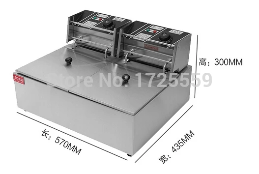Двойной резервуар Электрический Фритюрница, 12л Коммерческая фритюрница с контролем температуры, ручное управление или механический таймер