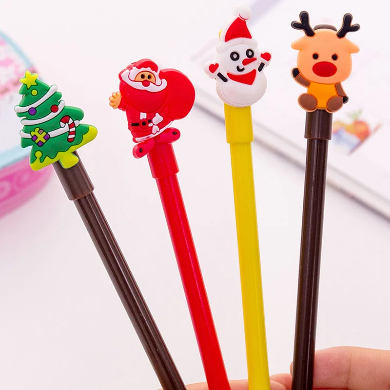 

2Pcs/Lot Cartoon Christmas Santa Clause Snowman Tree Novelty New Creative Pen Gel Pen Office School Gift Stationery Pen