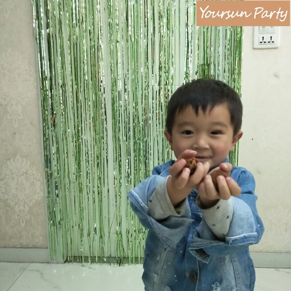 

One Layer Metallic Mylar Foil Backdrops Party Photography Props Shinny Green Inspired Baby Boy Party Hanging Decorations 100*200