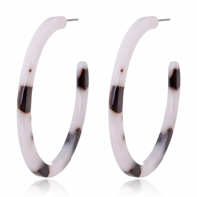Leopard Round Acetic Acid Sheet Hoop Earrings For women Big Minimalistic Circle Acrylic Earrings New Boho Jewelry