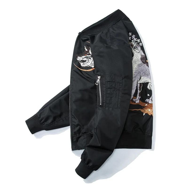 Men Ma-1 Bomber Jacket Harajuku Wolf Embroidery Fashion Streetwear Casual Baseball Jackets Coats Hip Hop Design Yokosuka Autumn Men Ma-1 Bomber Jacket Harajuku Wolf Embroidery Fashion Streetwear Casual Baseball Jackets Coats Hip Hop Design Yokosuka Autumn