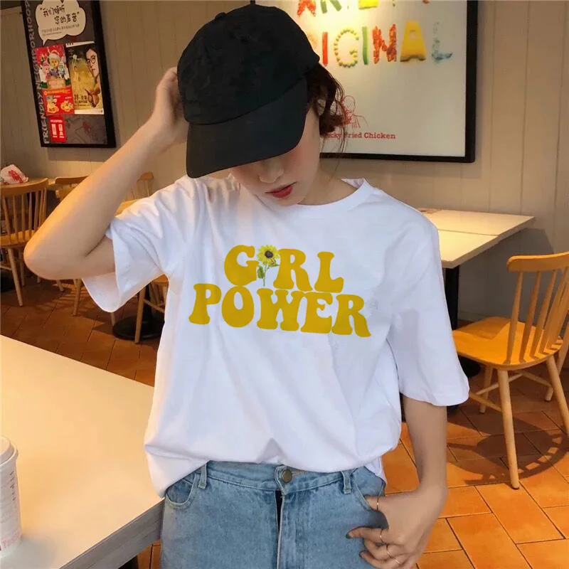 Феминистская феминизма, футболка, топ, футболка, женская футболка, для девушек, мощная, кавайная, с графическим принтом Харадзюку, летняя - Цвет: 2028