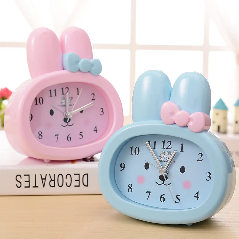 

Brand New Children Toy Table Clock Cute Cartoon Rabbit Digital Desk Bunny Ears Alarm Clock Students Gift kids Mute Clock