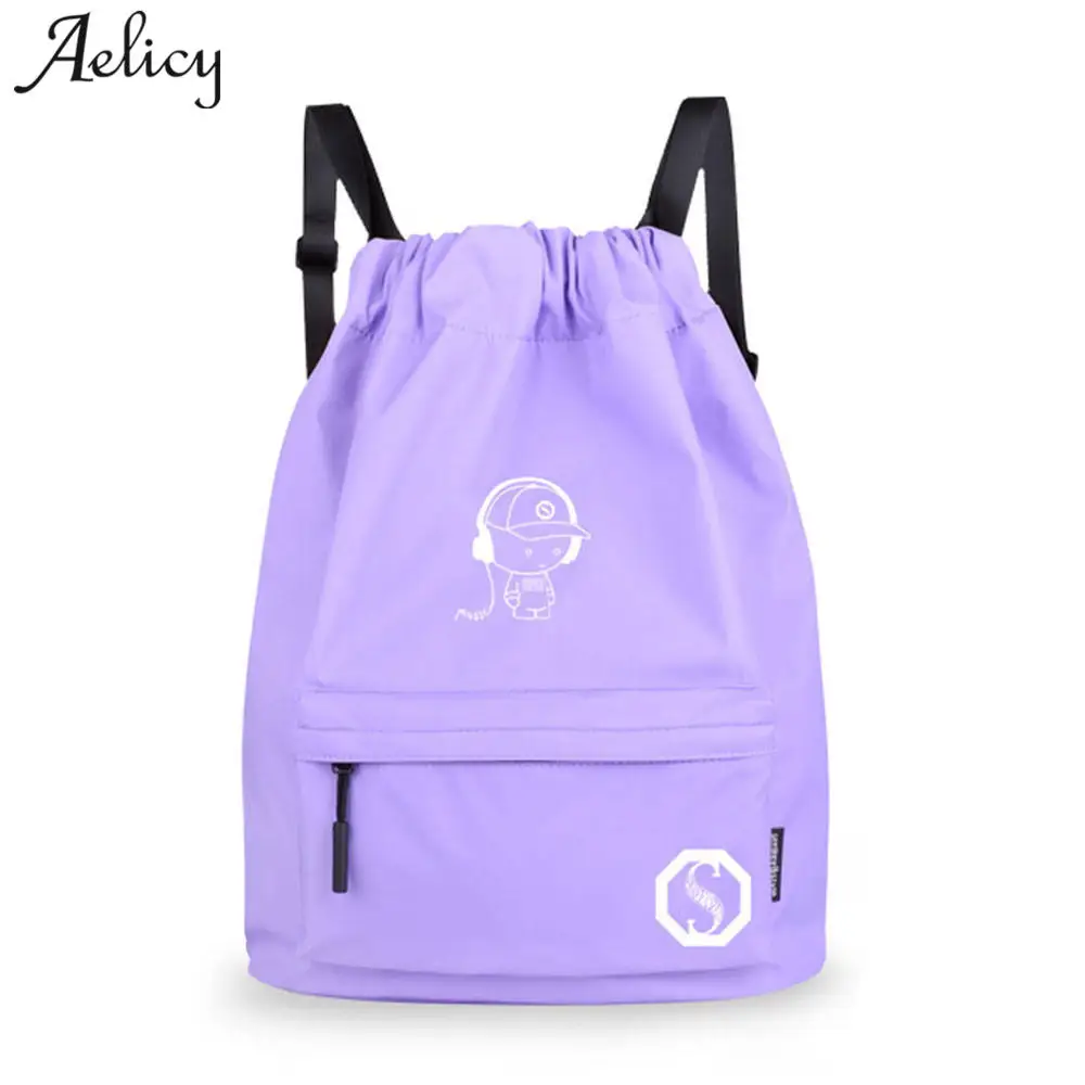 

Aelicy Unisex Light Preppy Teenagers Noctilucent Cartoon drawstring backpack bag printing backpack female women bag knapsack