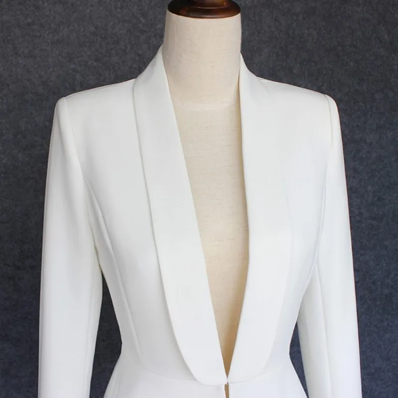 2019 Новый Для женщин белая офисная работа Slim Fit Короткая куртка Sexy Lady глубоким v-образным вырезом Blazer OL Блейзер с рюшами Блейзер Костюмы
