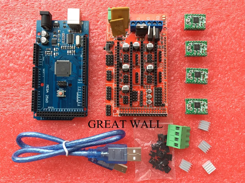 Mega 2560 R3 + 1pcs RAMPS 1.4 Controller + 4pcs A4988 Stepper Driver Module for 3D Printer kit Reprap MendelPrusa
