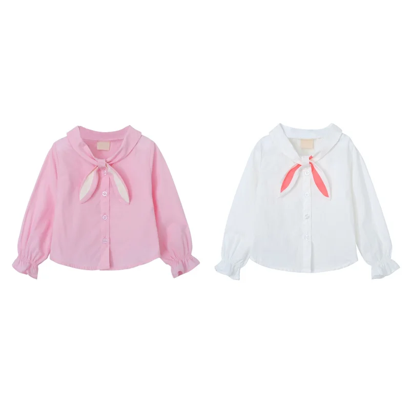 

Kids Blouses Girls Shirts Autumn Tops Long Sleeve School Uniform Ruffles Children Clothing Teenage Blouse