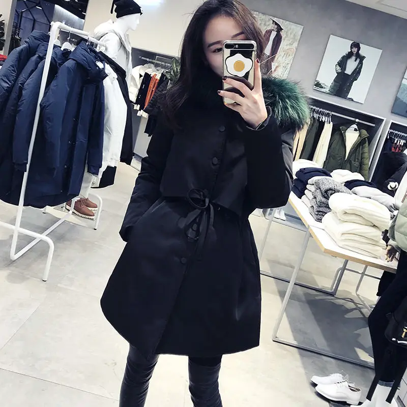 

2018 Korean Autumn Winter Women's Coat Female Black bf Harajuku loose Plus Cotton college Windbreaker Jackets Hooded Parkas X199