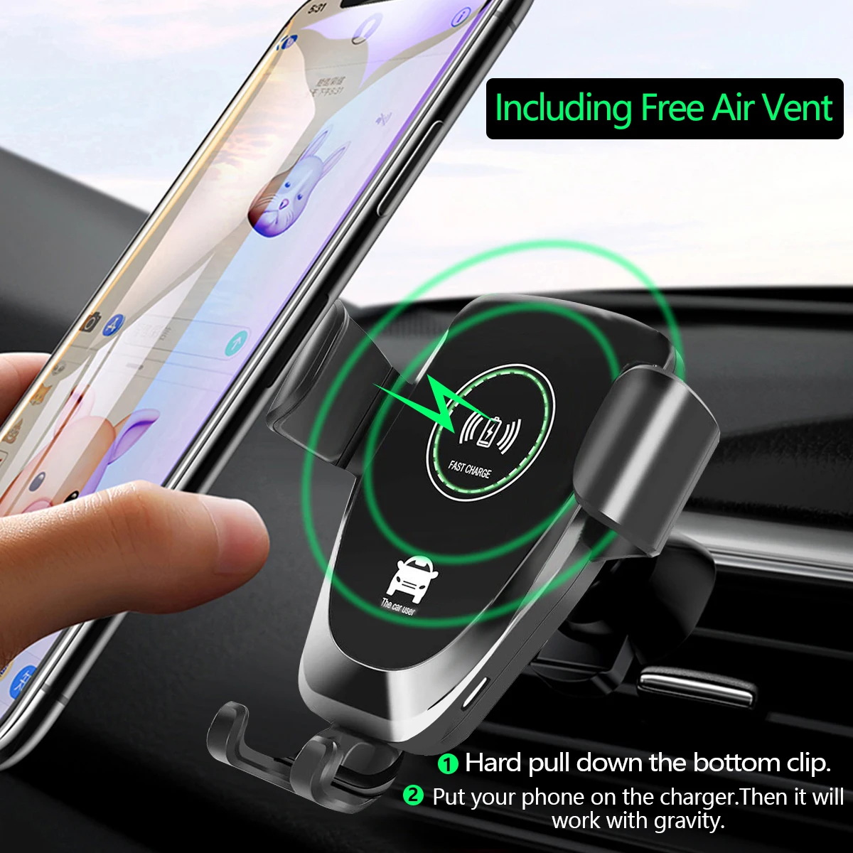 Автомобильный держатель для телефона Gravity Air Vent Беспроводное зарядное устройство для samsung Galaxy S10e S10 Plus iPhone X/XR/XS Max huawei P30 Pro крепление
