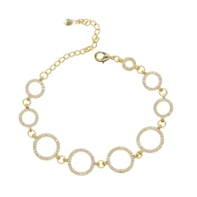 Новое поступление в стиле панк золотой и черный цвет круги браслет для женщин инкрустация стразами Двойной Слой Круглый женский браслет