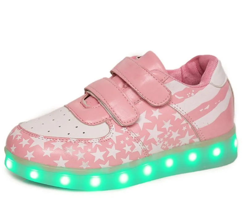 Детская Обувь с подсветкой светящиеся Обувь для мальчиков Обувь для девочек зарядка через USB Обувь Повседневное LED Обувь дети светящиеся Спортивная Обувь Zapatillas - Цвет: 02