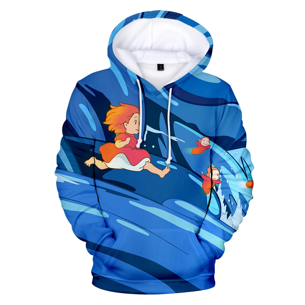 Толстовка Ponyo на скале с 3D принтом для мужчин и женщин модная длинным рукавом