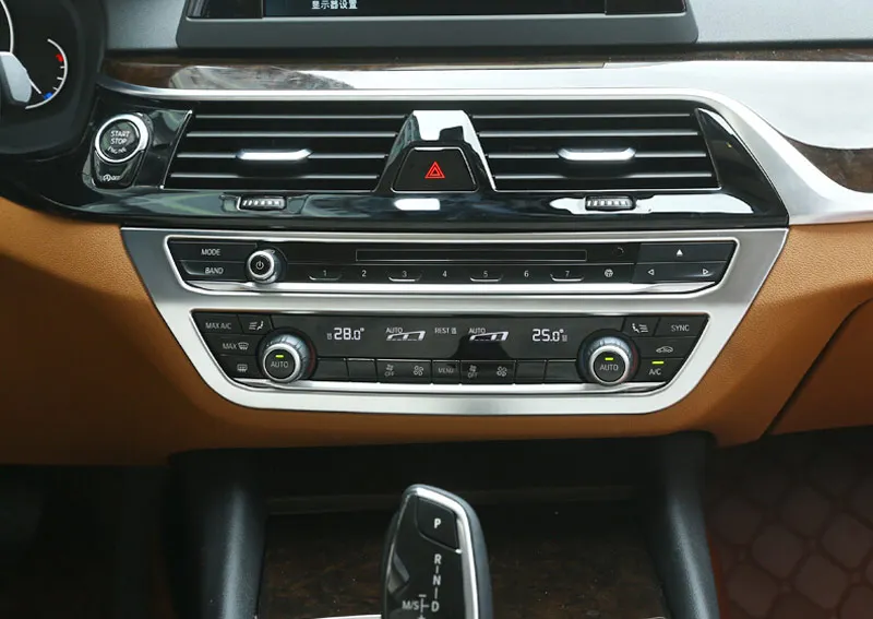

For BMW New 5 Series G30 2017 2018 Car-Styling ABS Matt Silver Interior Center AC Frame Cover Trim Auto Accessories 1pc