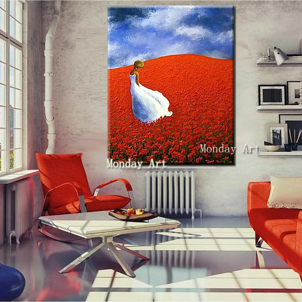 Hand-Painted-Thick-Oil-Flower-Girl-Landscape-Canvas-Oil-Painting-Abstrac-Wall-Art-Picture-Living-Room (3)