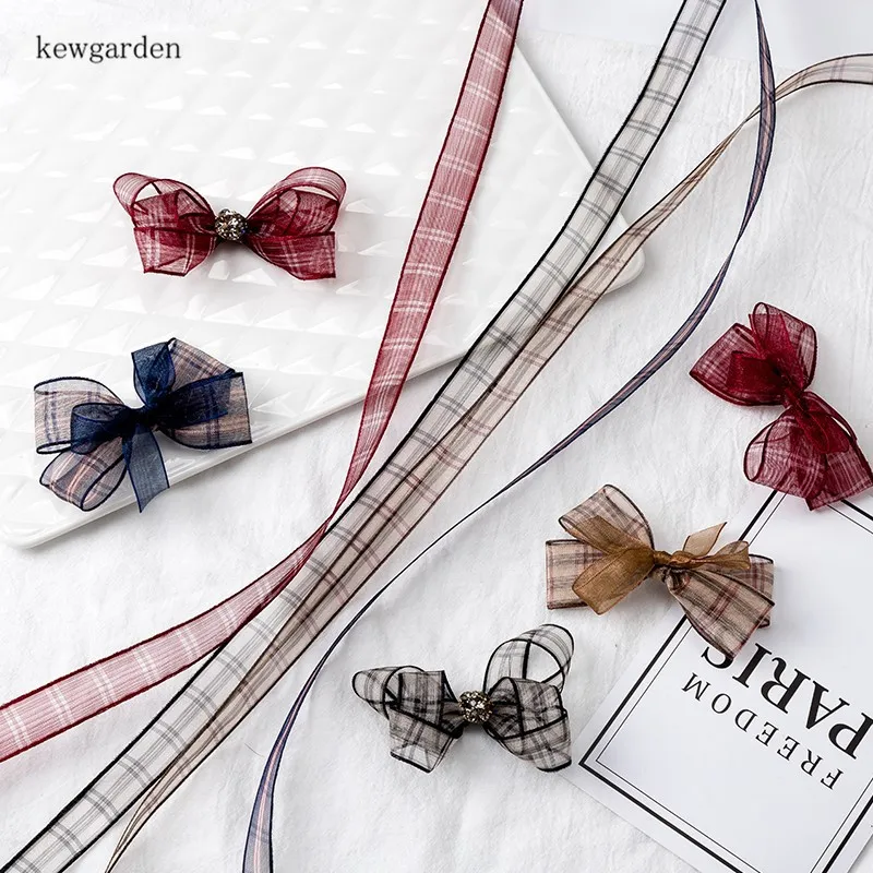 Kewgarden DIY брошь серьги аксессуары для волос клетчатая лента из органзы 10 мм ручной