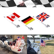 Chrome motorcycle rear side mounting flagpole america flag high quality flagpole with flag for honda goldwing gl1800 2001-2011