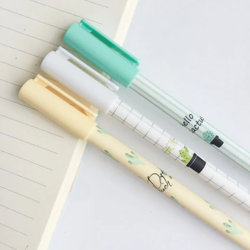 

3X Fresh Cactus Love Gel Pen Rollerball Pen School Supply Student Stationery Black Ink 0.5mm