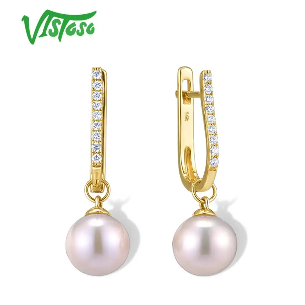 Женские серьги с бриллиантами VISTOSO Pure сережки из белого/желтого золота 14 к 585