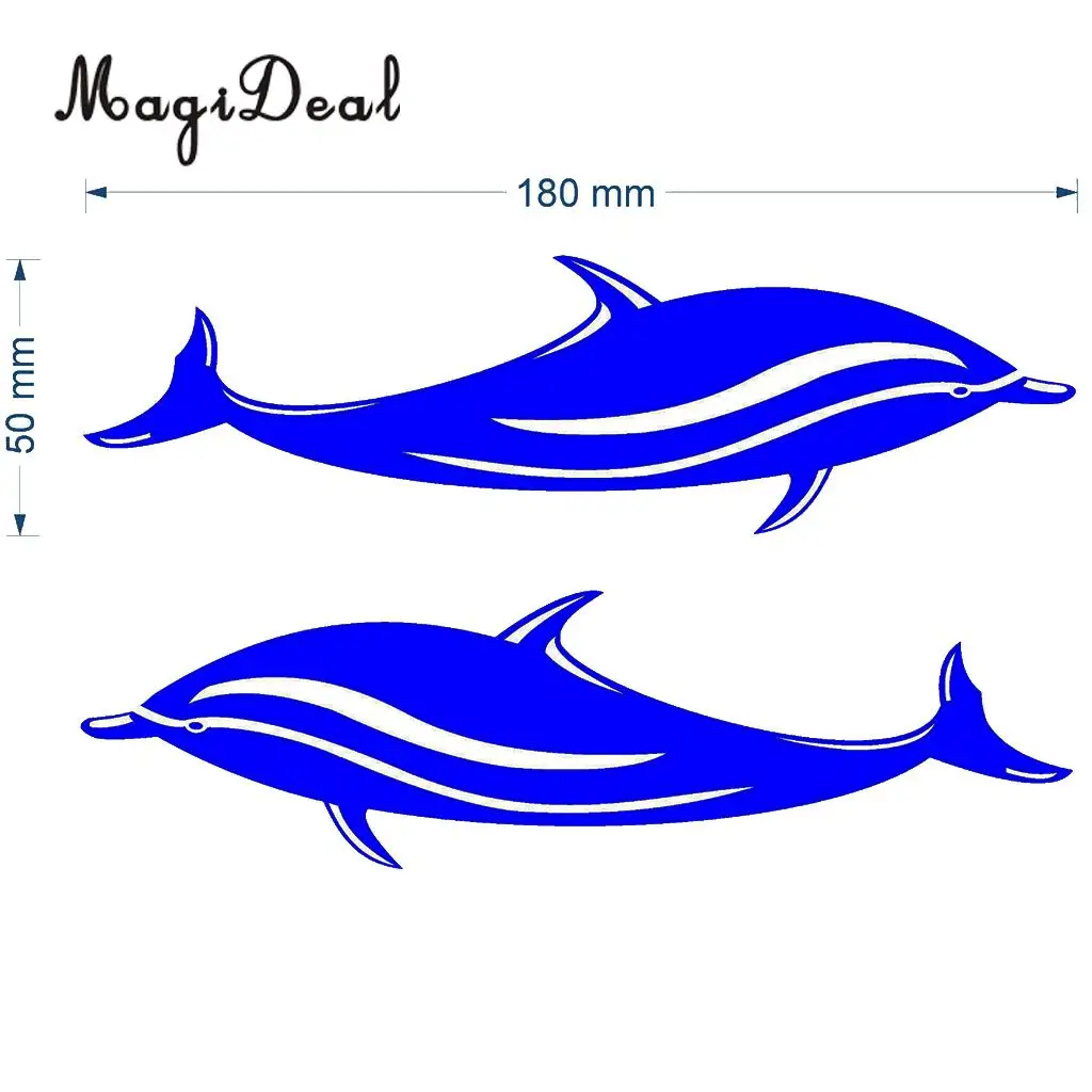 MagiDeal Hot Sale 2Pcs Blue Dolphin Vinyl Decals Stickers for Kayak Canoe Boat Car Surfboard Window Laptops Walls Kayak Stickers
