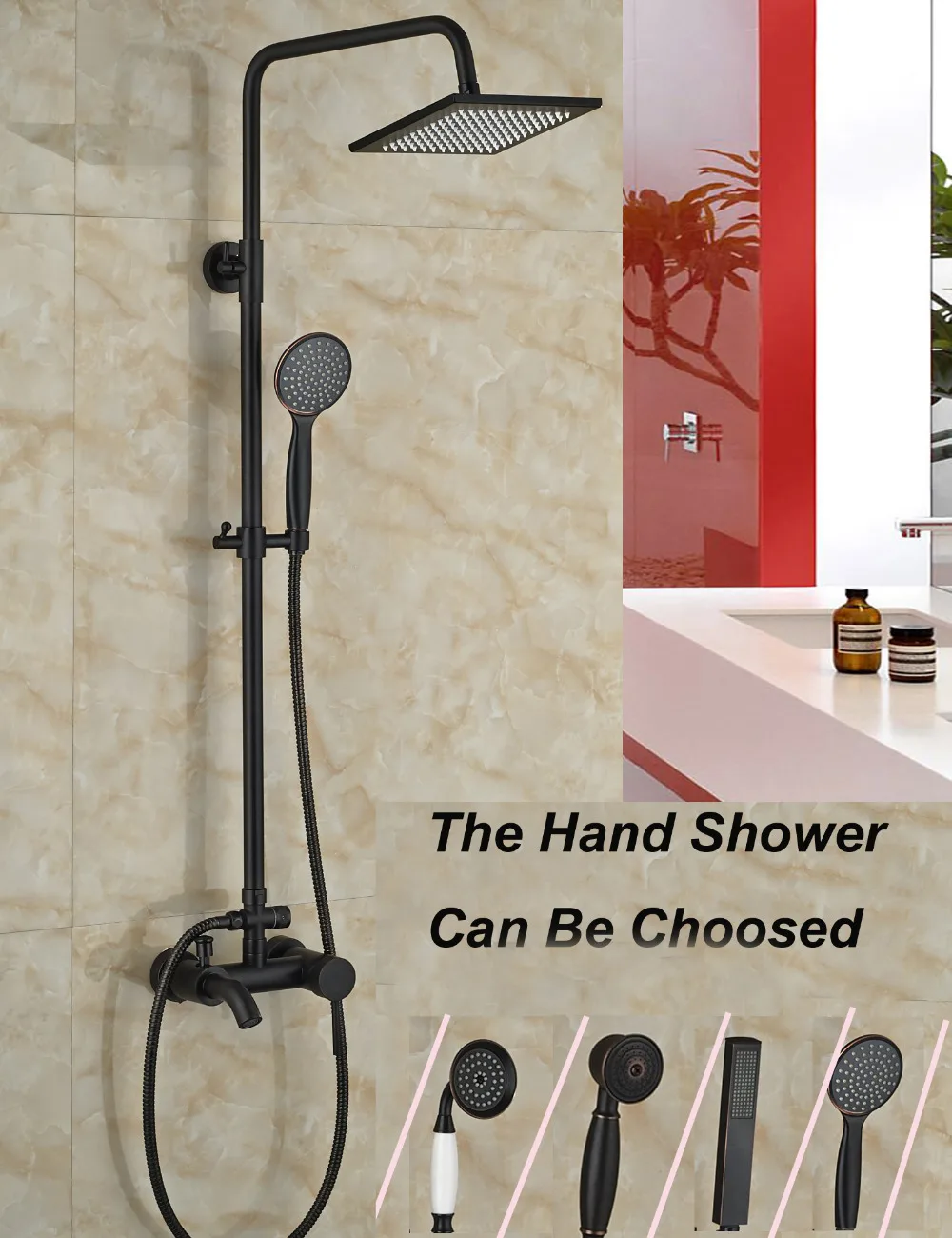Wholesale And Retail Modern Oil Rubbed Bronze Bathroom Square Rain Shower Head Faucet Tub Mixer Tap Hand Unit modern wall mounted round 8 rain shower head valve mixer tap oil rubbed bronze