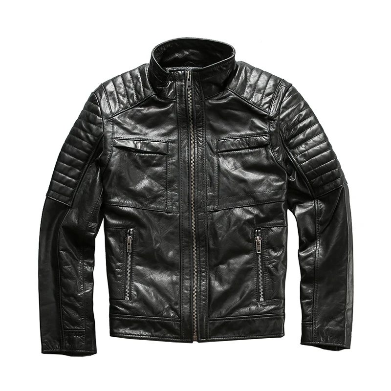 Reviews A1777 Read Description ! Asian size super quality men's genuine cow leather rider coat cowhide leather stylish rider jacket