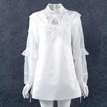 

lady dress female clothes white Lace stitching dress