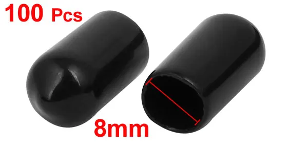 8mm Inner Dia Rubber Hose End Cap Screw Thread Protector Cover Black 100pcs