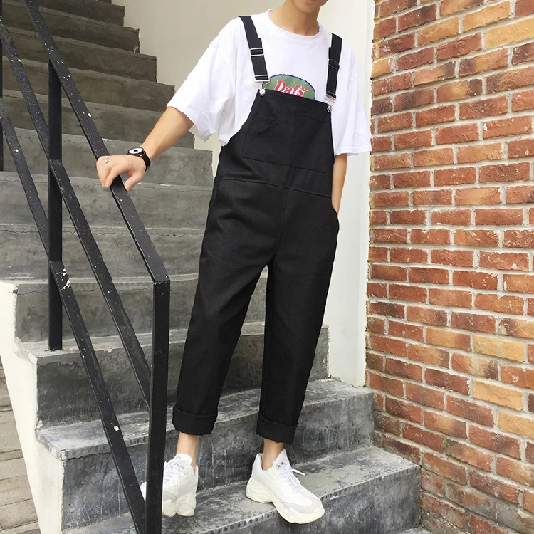 Men's Cotton Overalls Jumpsuits Pants Suspender Distressed Classic Vintage Retro Ankle Length