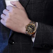 Marca de Quartzo Relógio banda Malha De Aço Inoxidável de Ouro dos homens Business Casual Relógio masculino De Quartzo-Relógio Moda Fina
