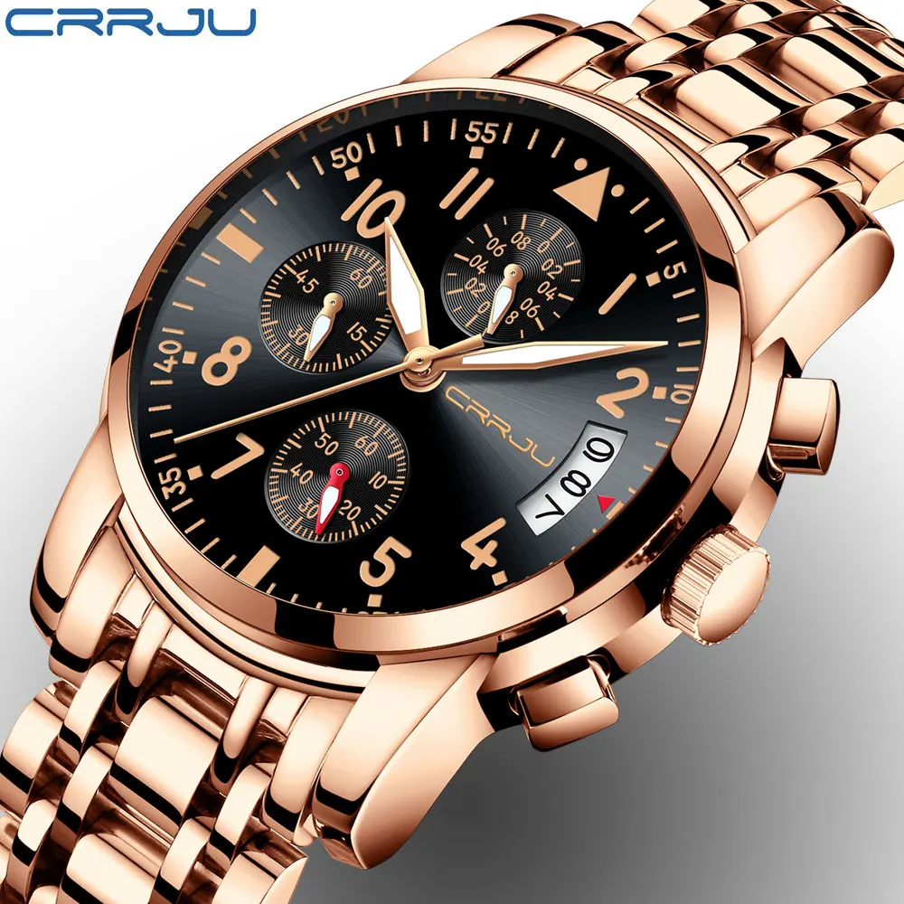 

New Watches Men Luxury Brand Chronograph Men Sports Watch Waterproof Rose Gold Full Steel Men's Quartz Watch Relogio Masculino